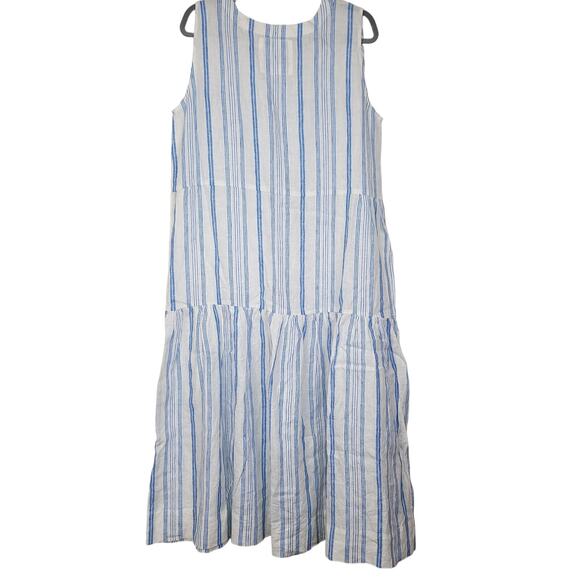 Karyn Seo 100% Linen Striped Drop Waist Sleeveless Maxi Dress, Size XLarge - Picture 2 of 10